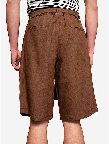 Short taille haute ceinturé giesto en lin mélangé