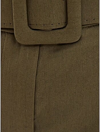 Short taille haute en coton avec poche et ceinture