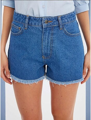 Short taille haute en denim uni
