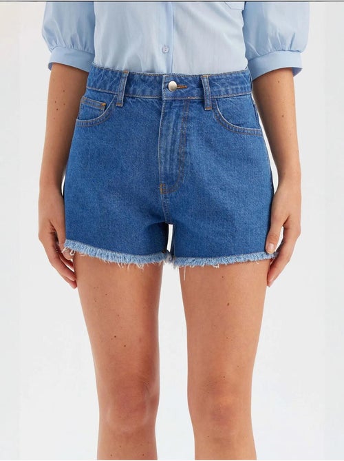 Short taille haute en denim uni - Kiabi Short taille haute en denim uni - Kiabi