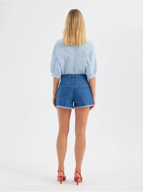 Short taille haute en denim uni - Kiabi Short taille haute en denim uni - Kiabi