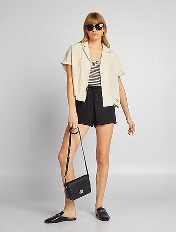 Short taille haute en double gaze de coton