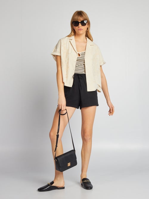 Short taille haute en double gaze de coton - Kiabi