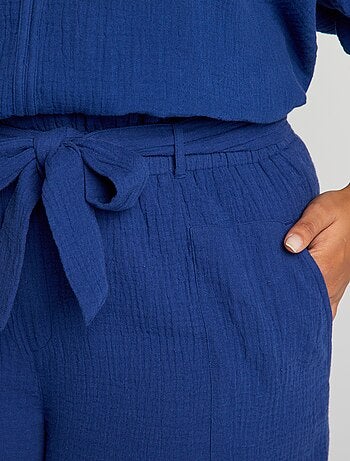 Short taille haute en gaze de coton