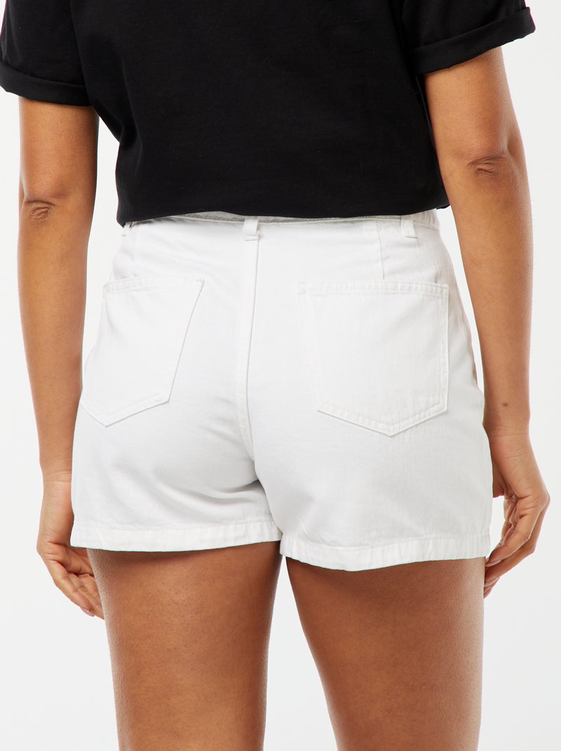 Short taille haute en jean avec 4 poches plaquées Blanc - Kiabi