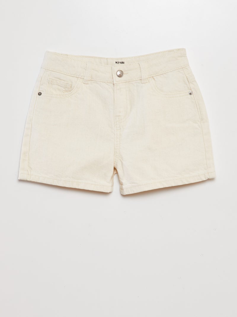 Short taille haute en jean Blanc - Kiabi