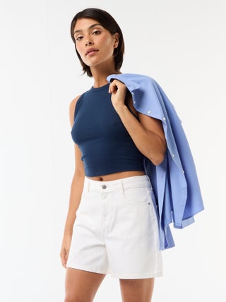 Short taille haute en jean