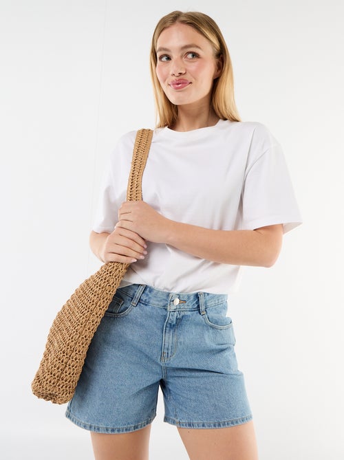 Short taille haute en jean - Kiabi