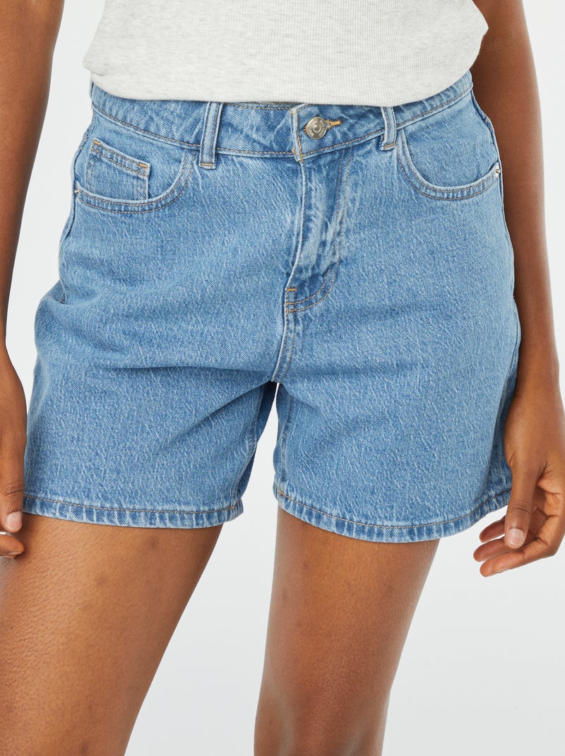 Short taille haute en jean Double stone - Kiabi