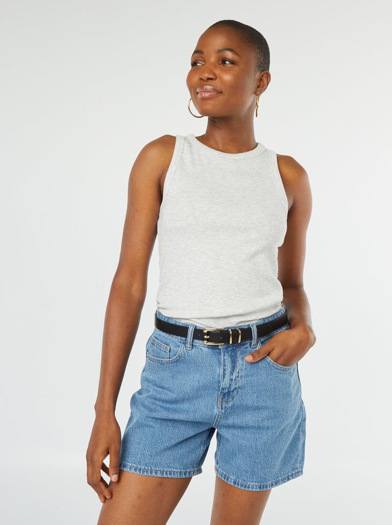 Short taille haute en jean Double stone - Kiabi