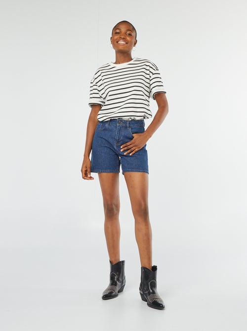 Short taille haute en jean - Kiabi