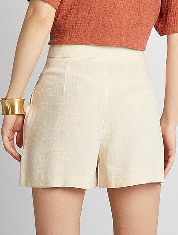 Short taille haute en lin mélange