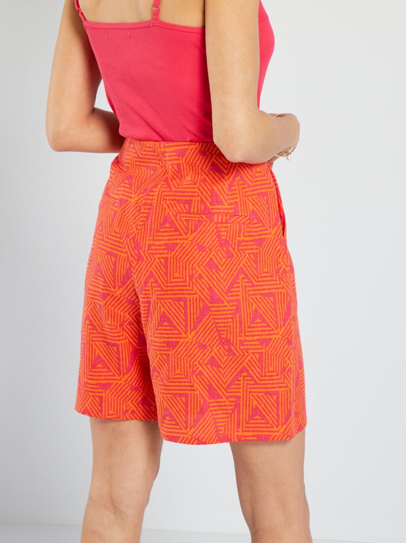 Short taille haute en lin Rose - Kiabi