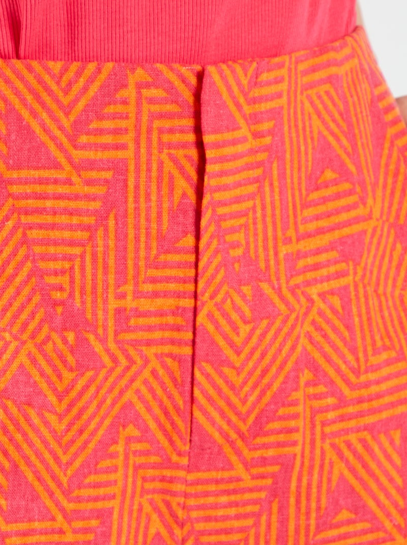 Short taille haute en lin Rose - Kiabi