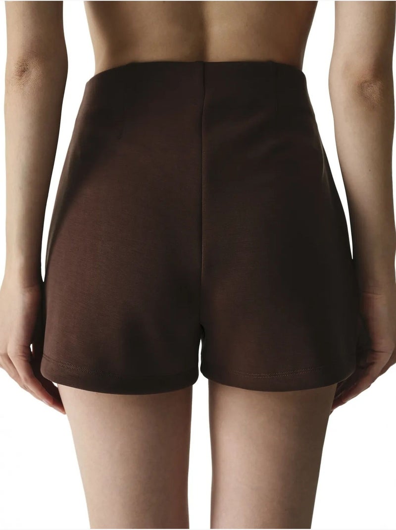 Short taille haute en modal penti Marron chocolat - Kiabi