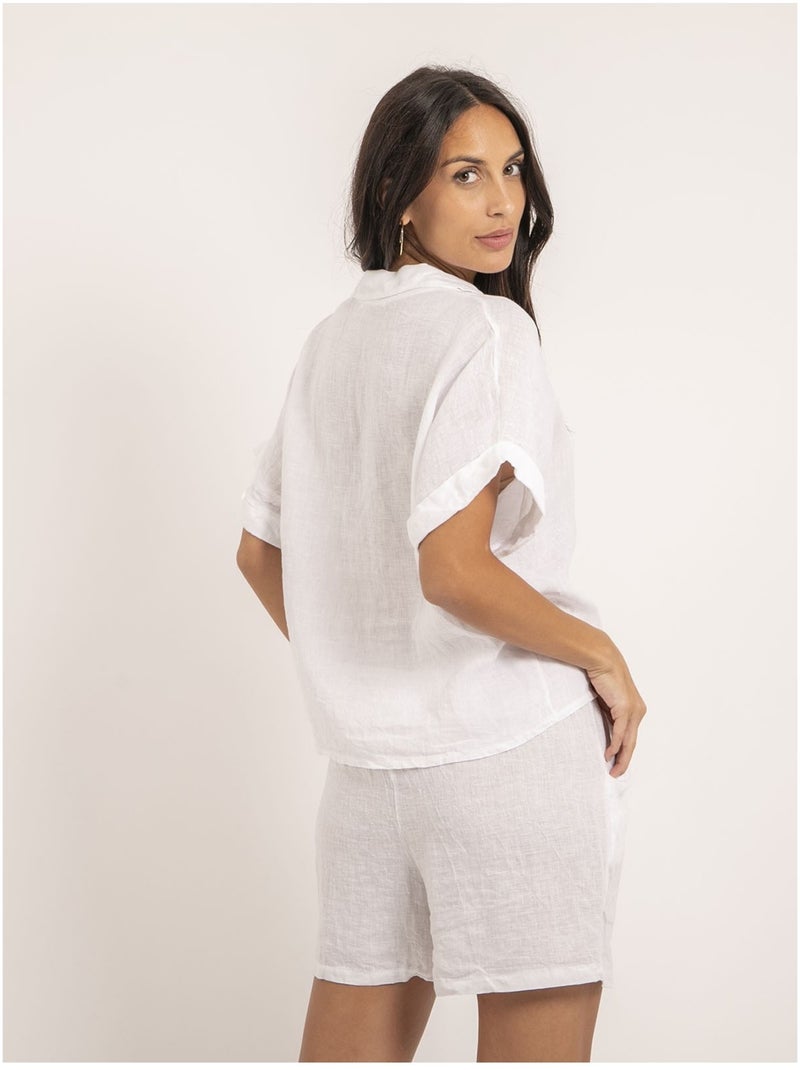 Short taille haute lin XANGA Blanc - Kiabi