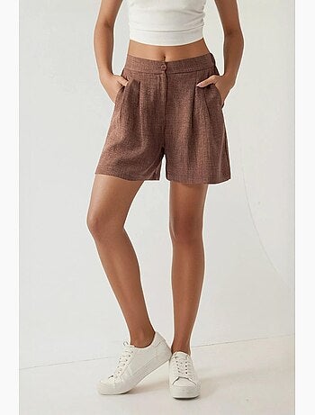 Short taille haute plissé en lyocell doux au toucher hiccup