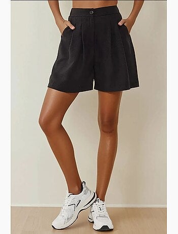 Short taille haute plissé en lyocell doux au toucher hiccup