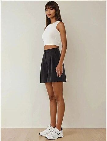Short taille haute plissé en lyocell doux au toucher hiccup
