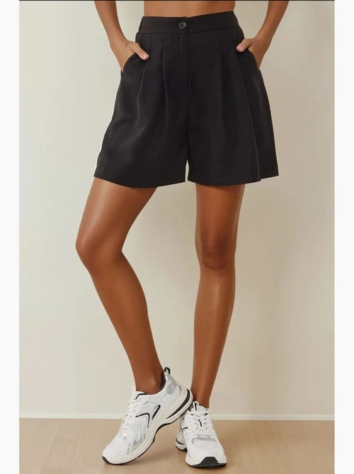 Short taille haute plissé en lyocell doux au toucher hiccup - Kiabi Short taille haute plissé en lyocell doux au toucher hiccup - Kiabi