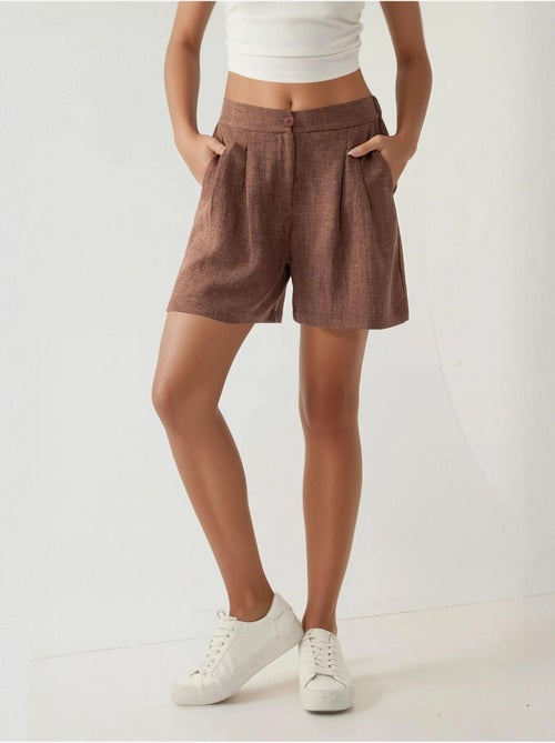 Short taille haute plissé en lyocell doux au toucher - Kiabi