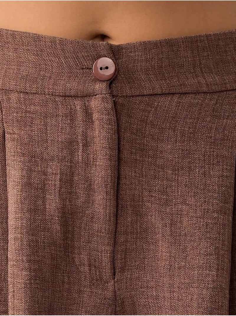Short taille haute plissé en lyocell doux au toucher Marron chocolat - Kiabi