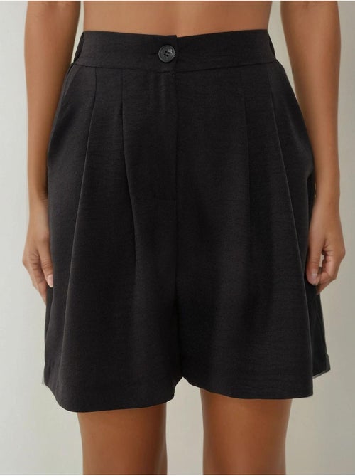 Short taille haute plissé en lyocell doux au toucher - Kiabi