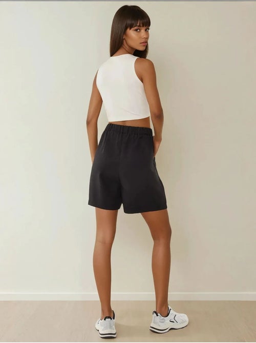 Short taille haute plissé en lyocell doux au toucher - Kiabi