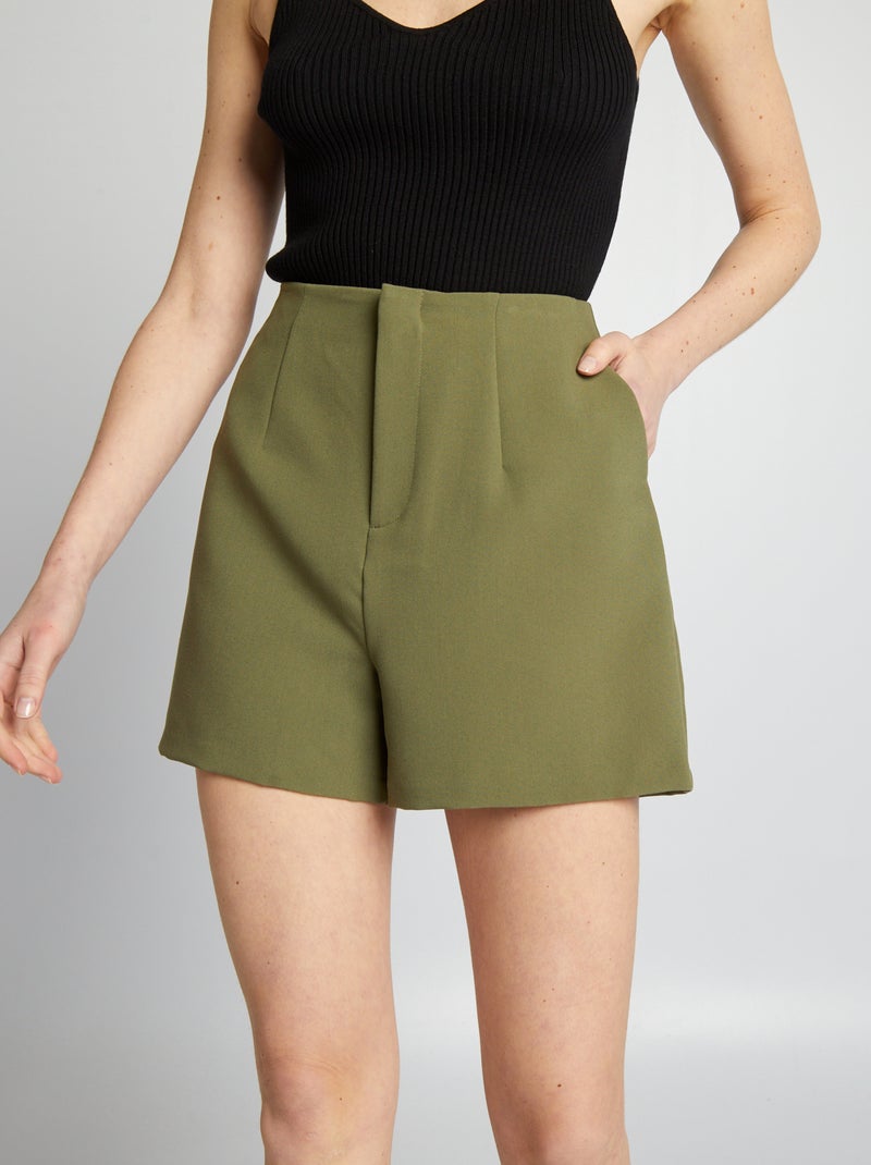Short taille haute smart Kaki - Kiabi