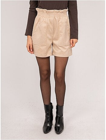 Short taille haute suédine ceinture élastiquée xiche