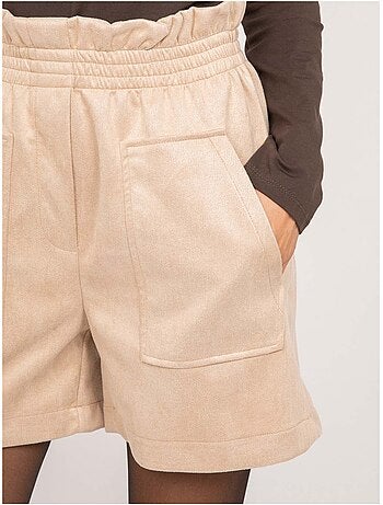 Short taille haute suédine ceinture élastiquée xiche
