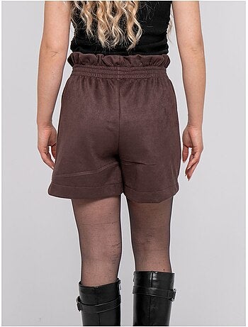 Short taille haute suédine ceinture élastiquée xiche