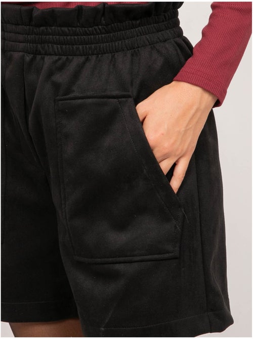 Short taille haute suédine ceinture élastiquée xiche - Kiabi