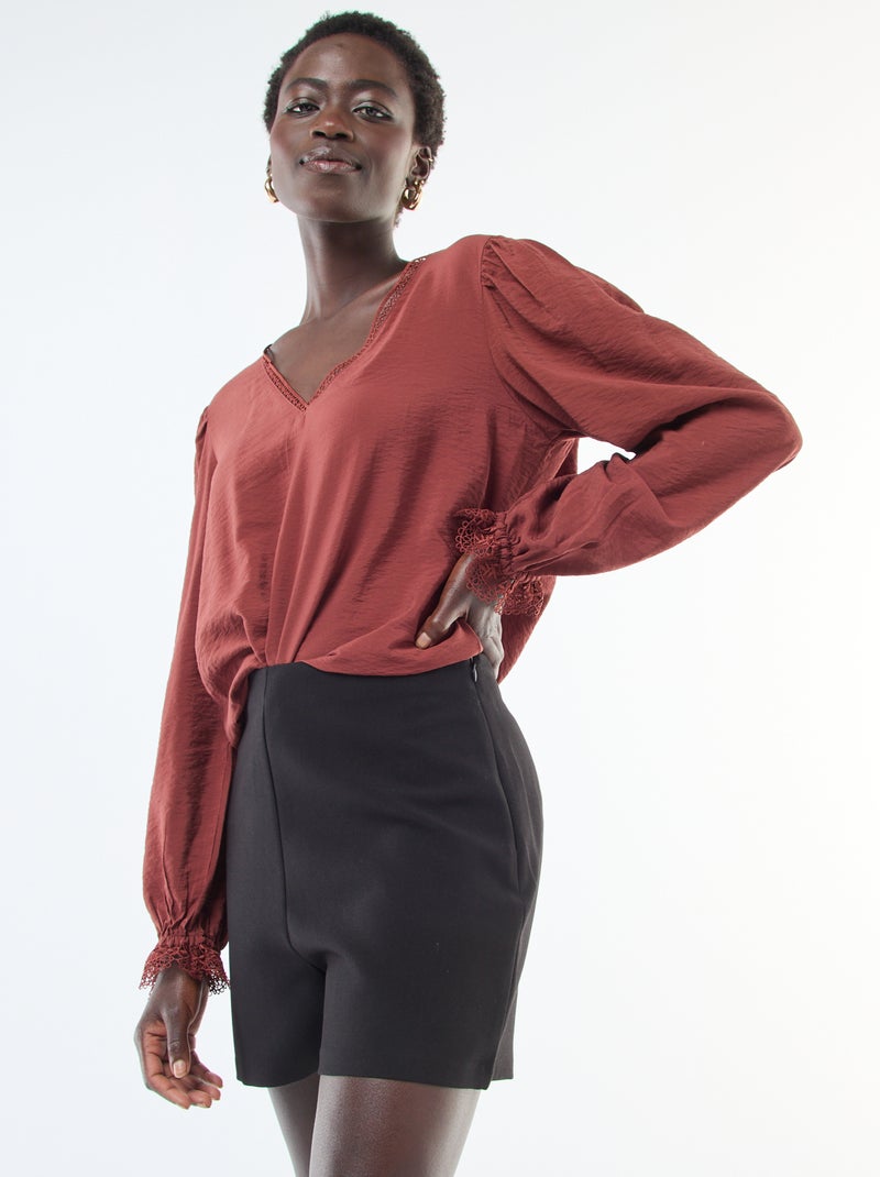 Short taille haute uni Noir - Kiabi