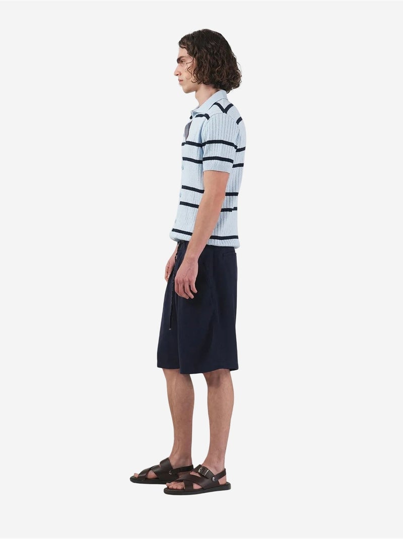 Short taille mi-haute à jambes larges en tencel avec poches giesto Bleu marine - Kiabi