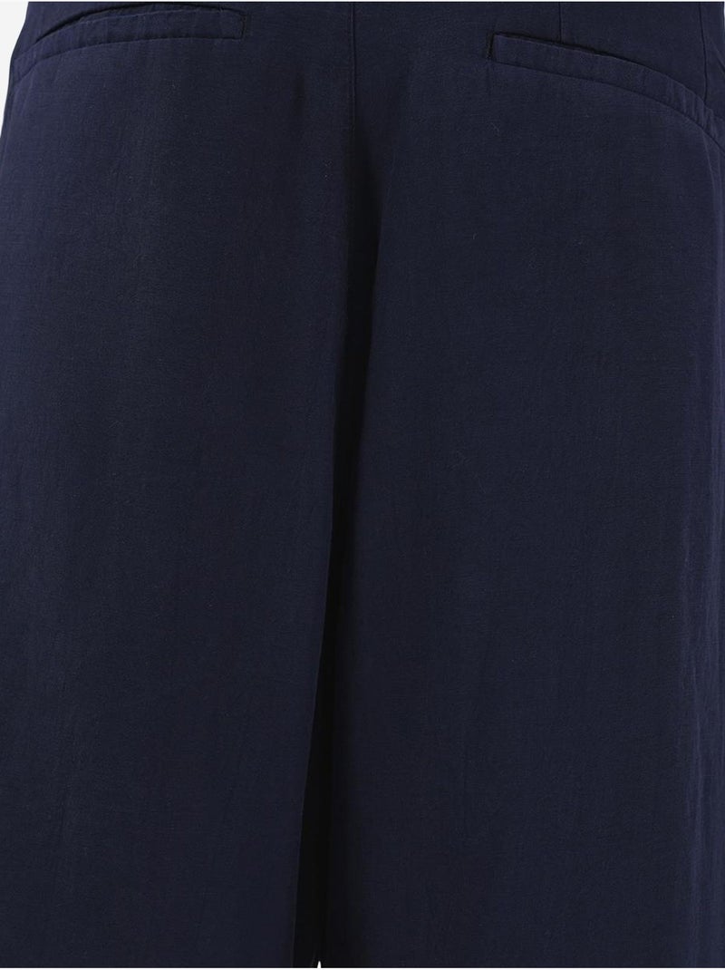 Short taille mi-haute à jambes larges en tencel avec poches giesto Bleu marine - Kiabi