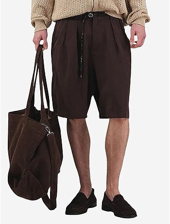 Short taille mi-haute, jambes larges et ceinture en tencel giesto