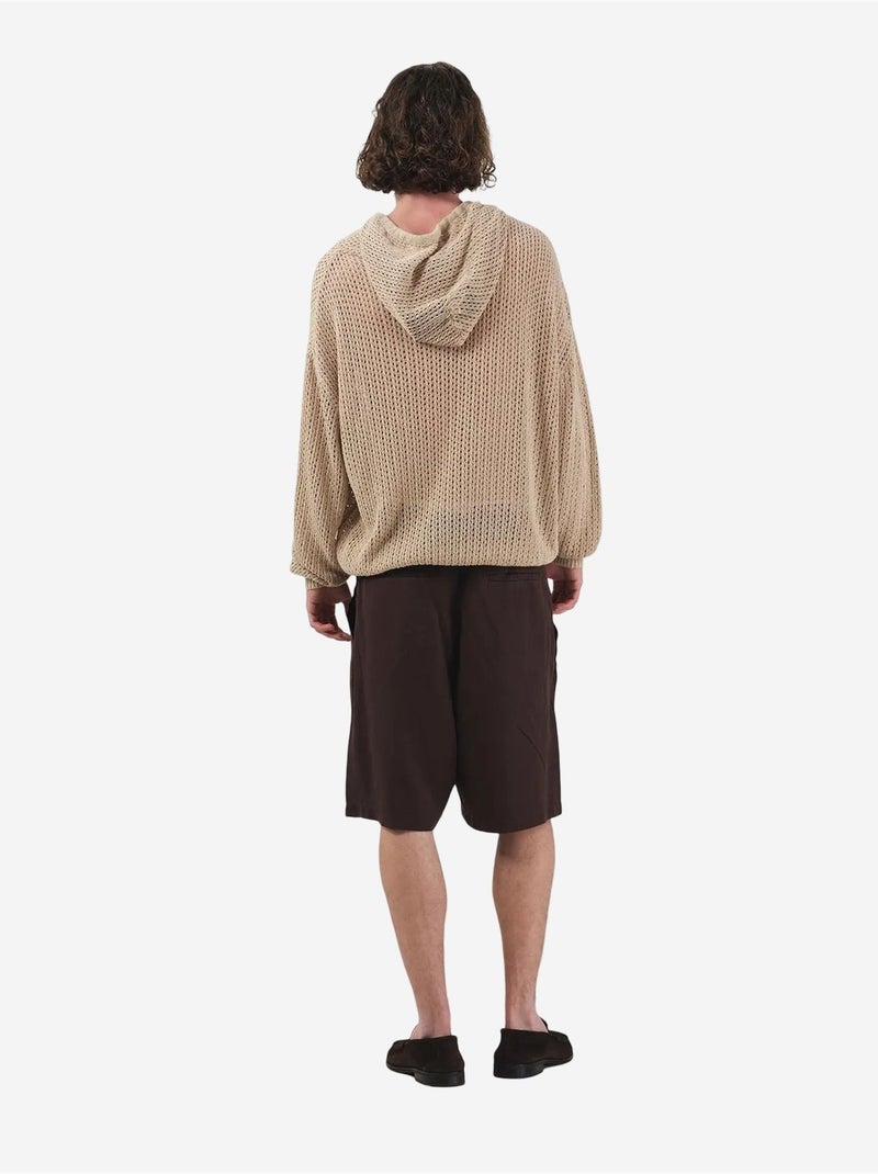 Short taille mi-haute, jambes larges et ceinture en tencel giesto Marron foncé - Kiabi