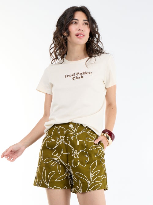 Short taille standard avec broderies - Kiabi
