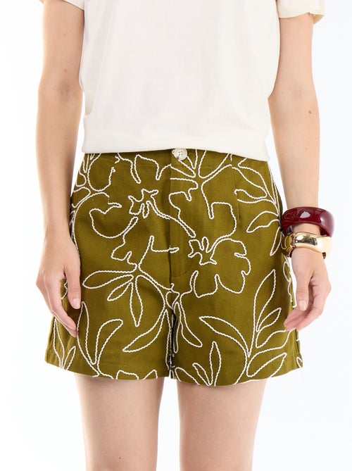 Short taille standard avec broderies - Kiabi