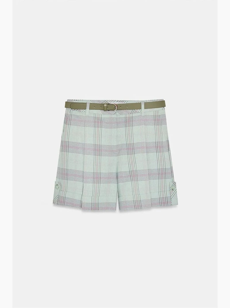 Short tailleur à carreaux, taille haute et ceinture dilvin Multicolore - Kiabi