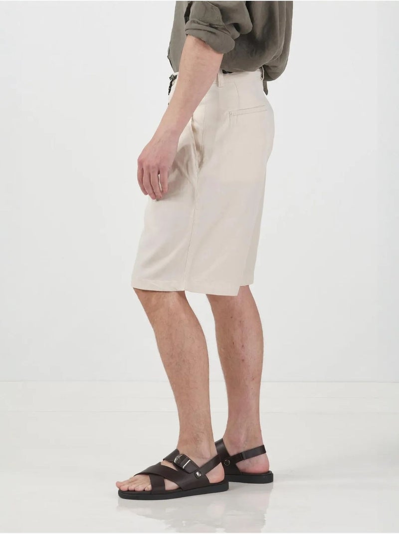 Short tailleur à jambes larges et taille haute en tencel giesto Beige argile - Kiabi
