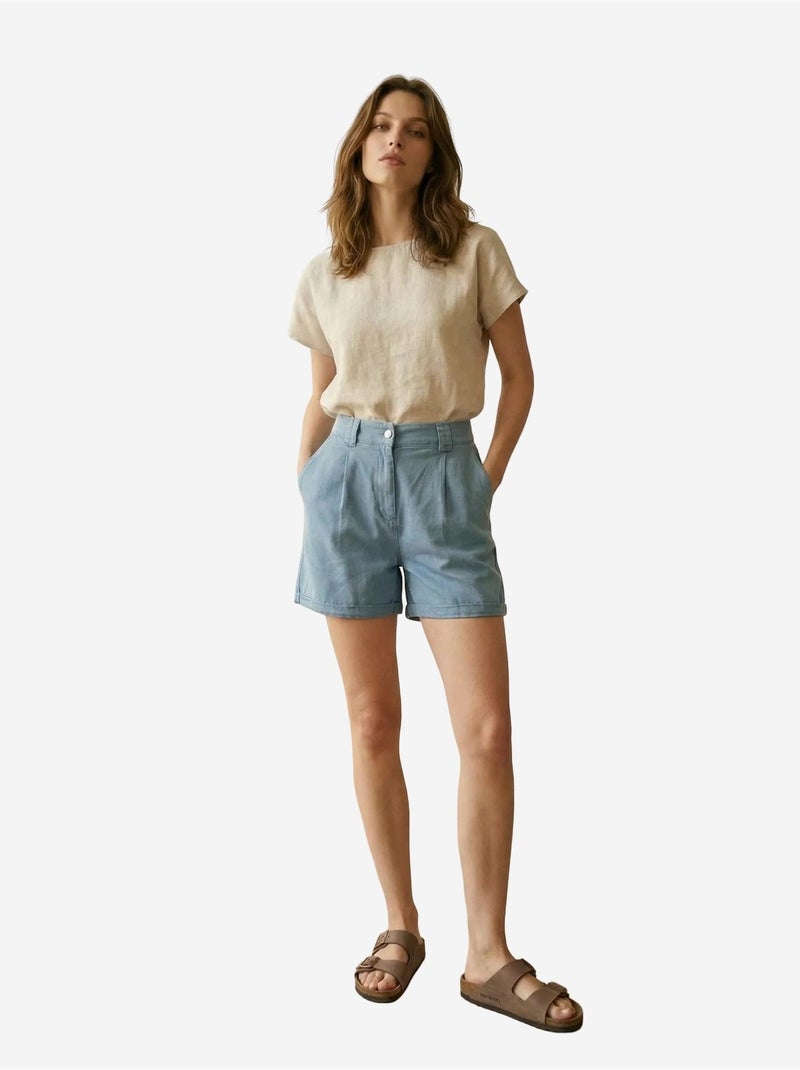 Short tailleur à jambes larges my fashion Bleu clair - Kiabi