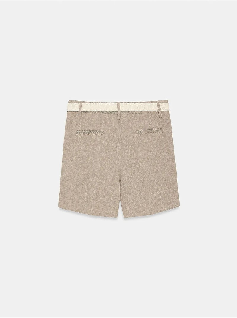 Short tailleur à taille haute et ceinture dilvin Beige argile - Kiabi