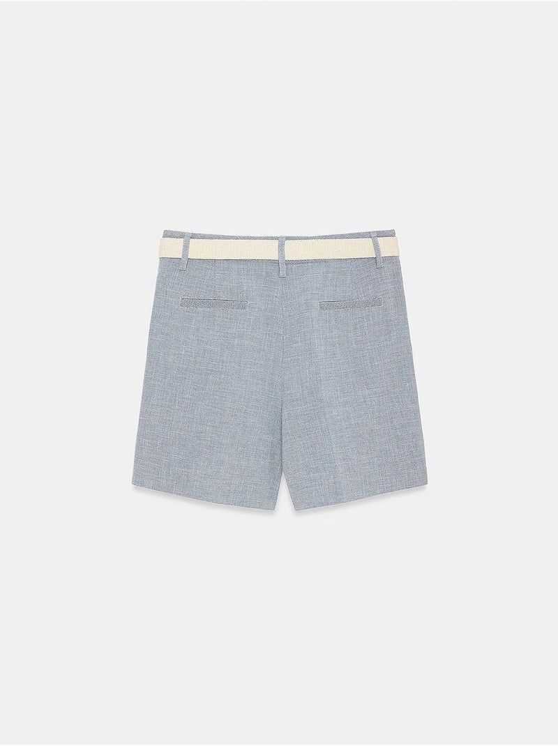 Short tailleur à taille haute et ceinture dilvin Bleu pastel - Kiabi