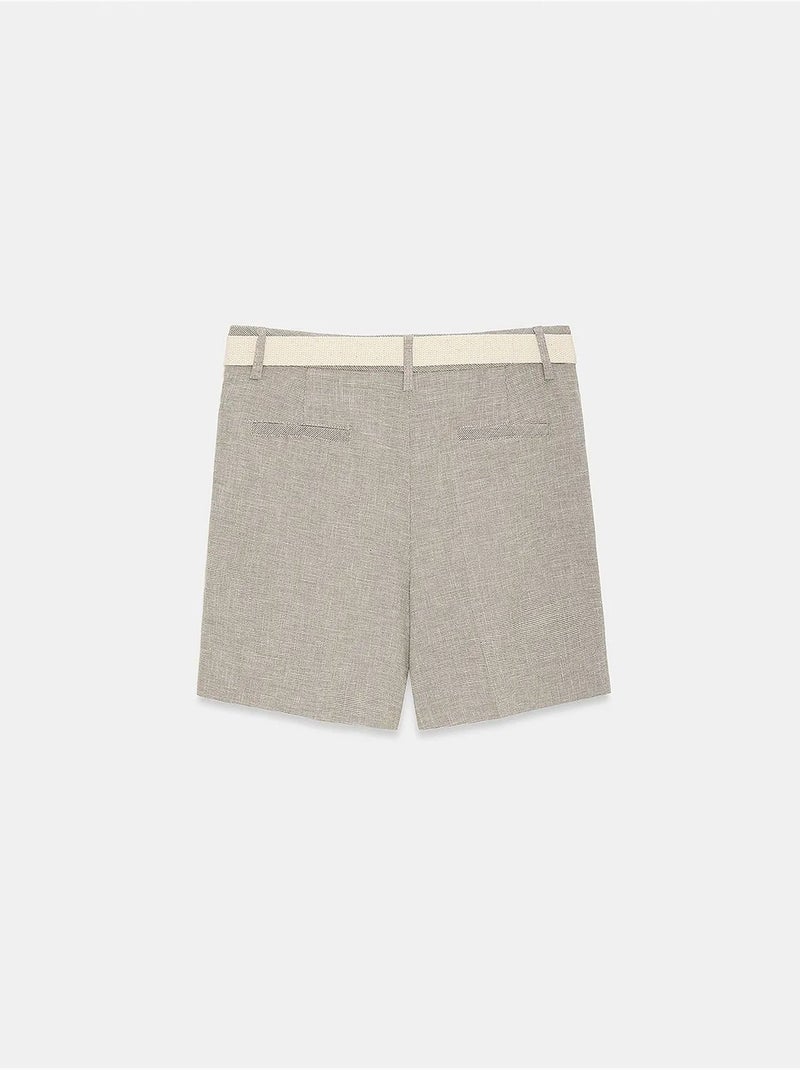 Short tailleur à taille haute et ceinture dilvin Gris clair - Kiabi
