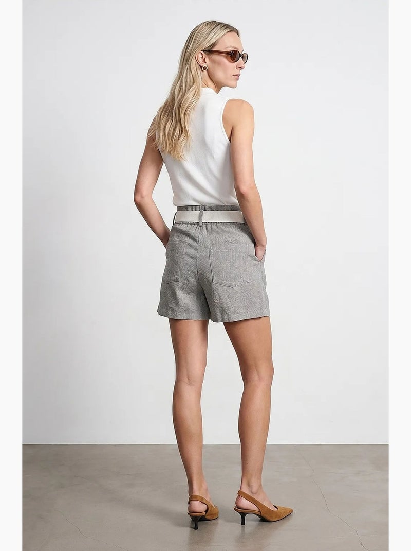 Short tailleur à taille haute et jambe large dilvin Gris clair - Kiabi