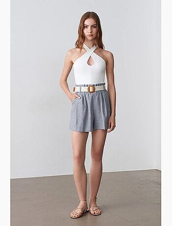 Short tailleur à taille haute et jambe large dilvin
