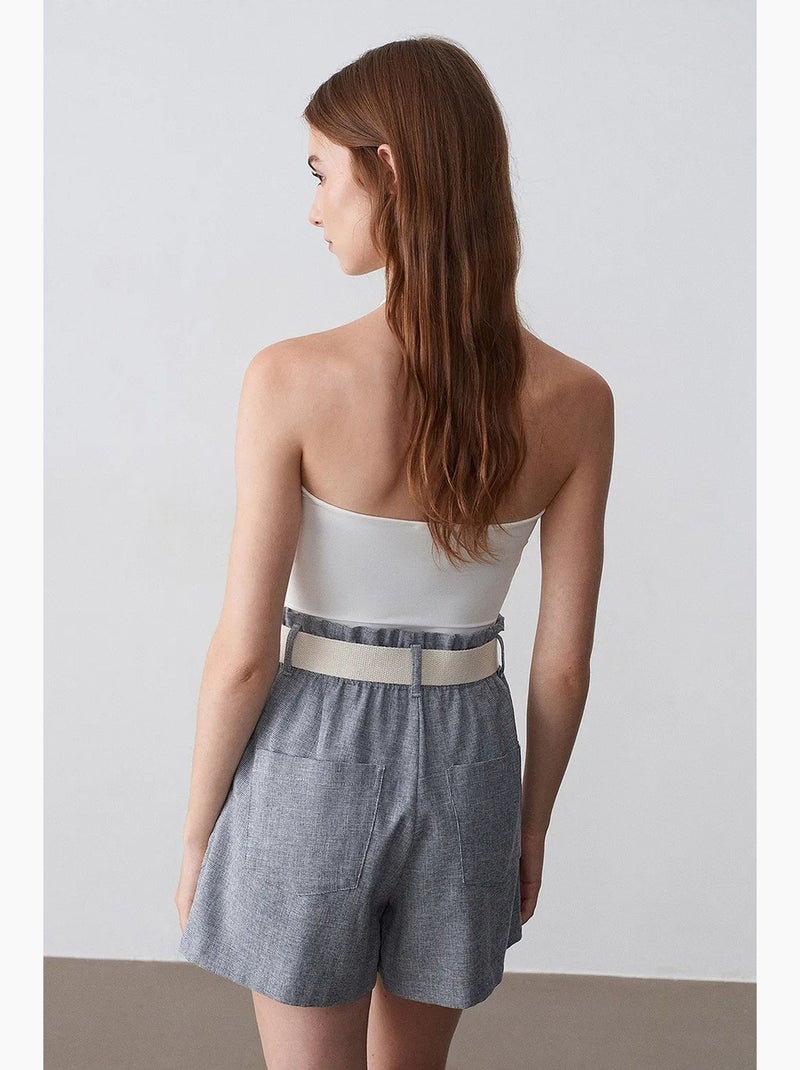 Short tailleur à taille haute et jambe large dilvin Gris - Kiabi