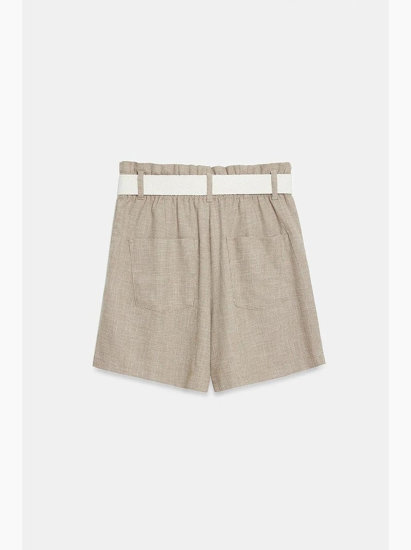 Short tailleur à taille haute et jambe large dilvin Sable - Kiabi